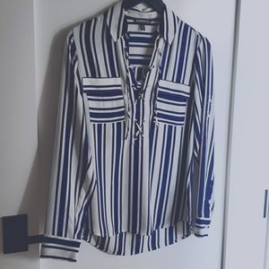 Blue and White Striped Blouse | Express